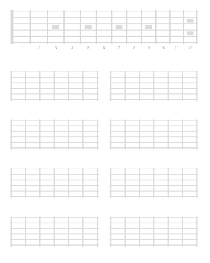 Blank Bass Fretboard Chart