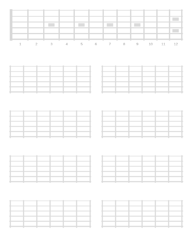 Printable Blank Fretboard Diagrams Right and Left Handed