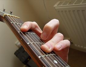 alternative A form chord fingering using ring finger barre