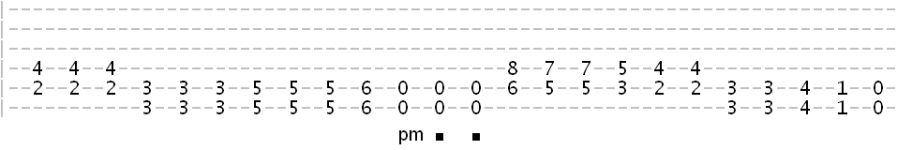 tab of a riff that uses both standard and drop power chord forms