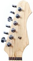 guitar headstock with 6 in line tuners