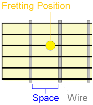fret space, wire and fingering position