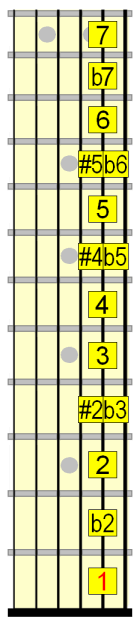 guitar fretboard diagram showing intervals